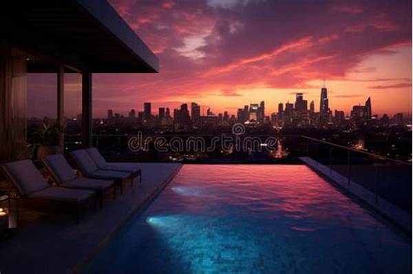 Private Pool With Sunset Backdrop